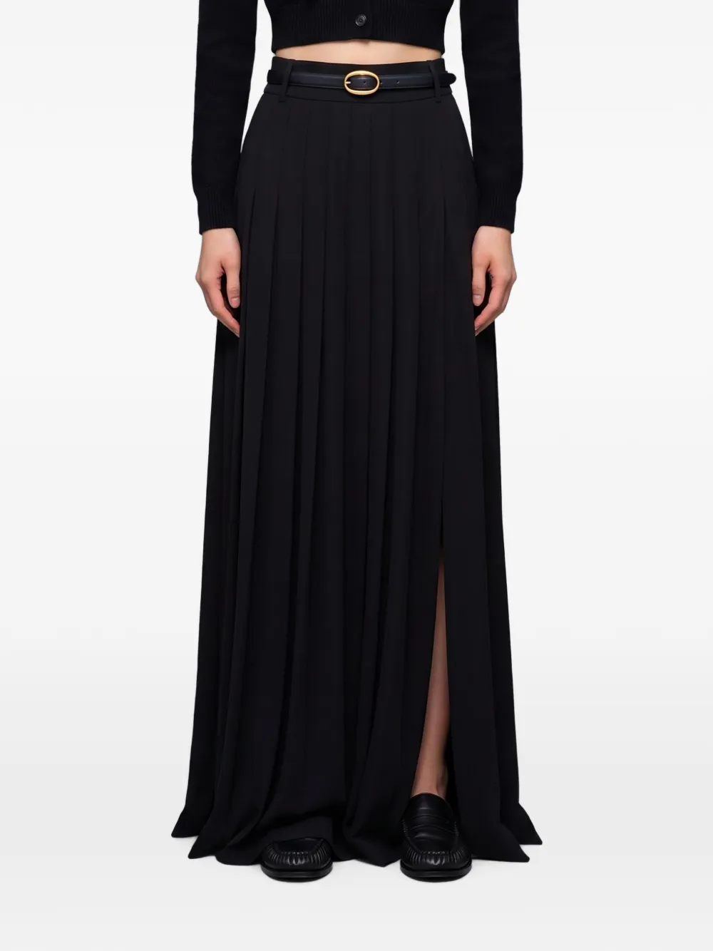 SUTTON NEW YORK pleated side-slit long skirt