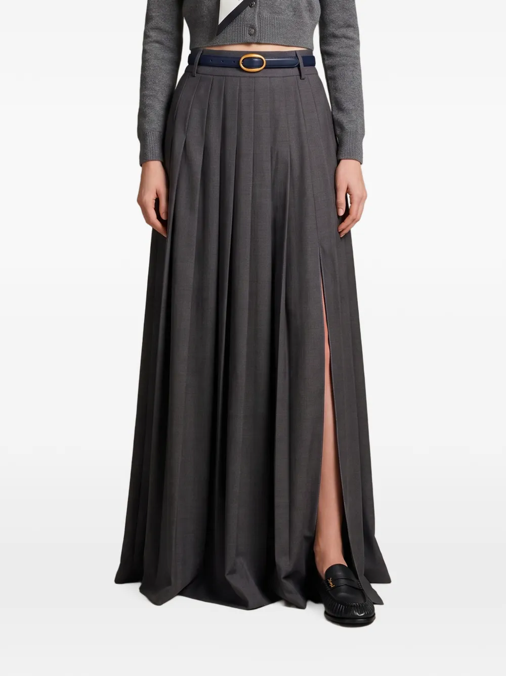 SUTTON NEW YORK pleated side-slit maxi skirt
