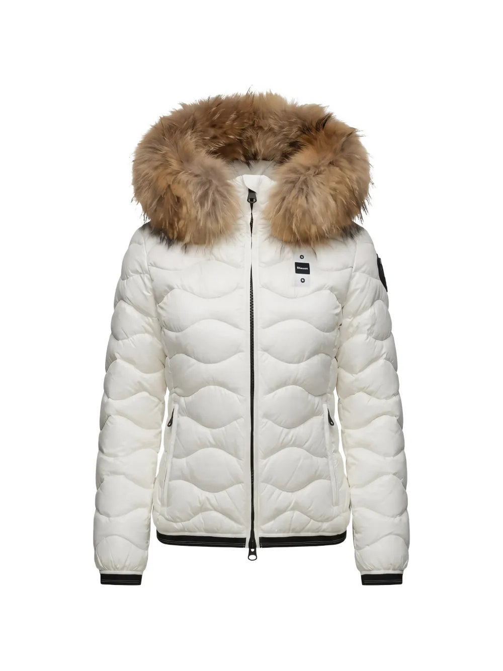 Blauer fur-trim wave-quilted jacket - Bianco