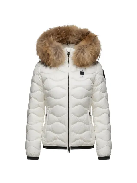 Blauer fur-trim wave-quilted jacket