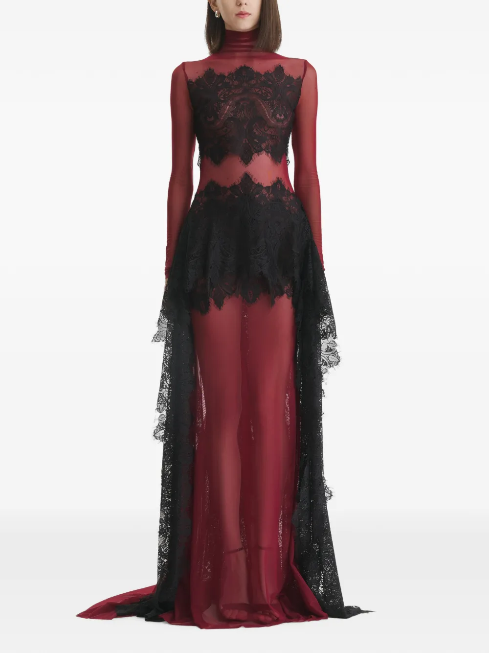 2310 STUDIO lace mock-neck maxi dress