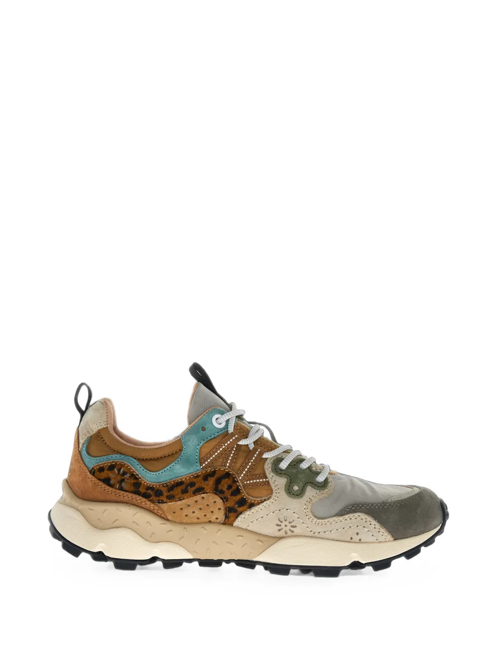 FLOWER MOUNTAIN leopard-print panelled sneakers