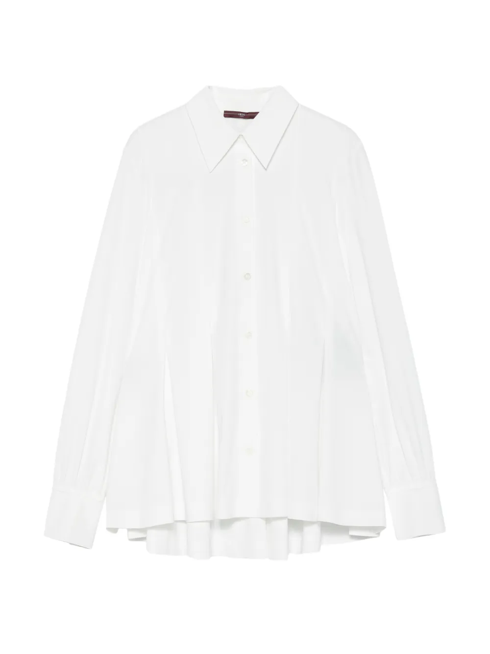 High Pleated Long-sleeve Shirt In White