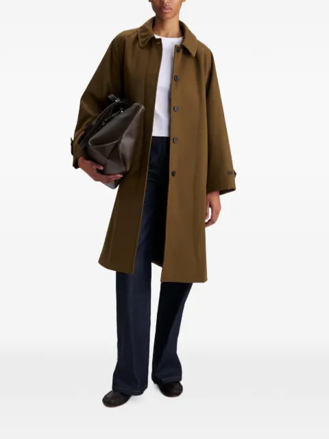 A.P.C. khaki water-repellent wool mac