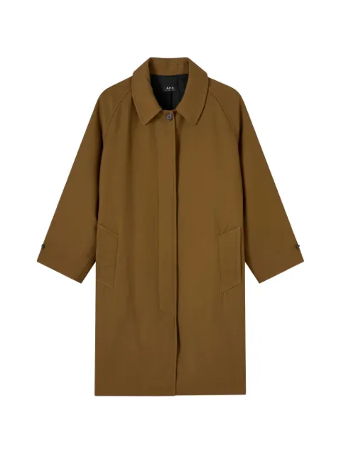 A.P.C. khaki water-repellent wool mac