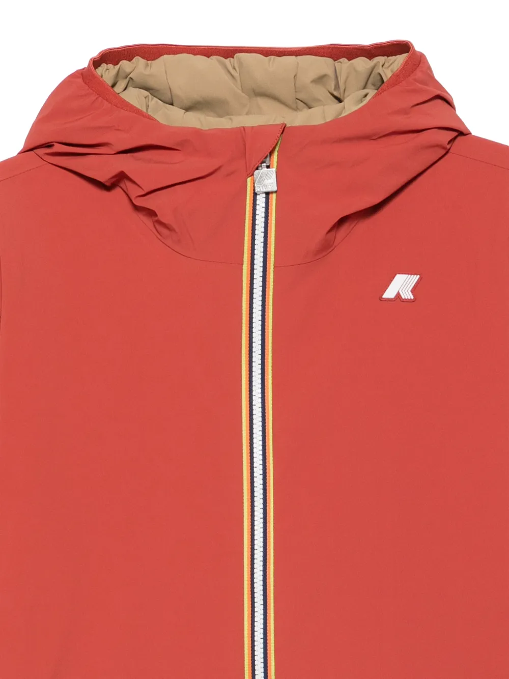 K-Way logo-patch hooded jacket Rood