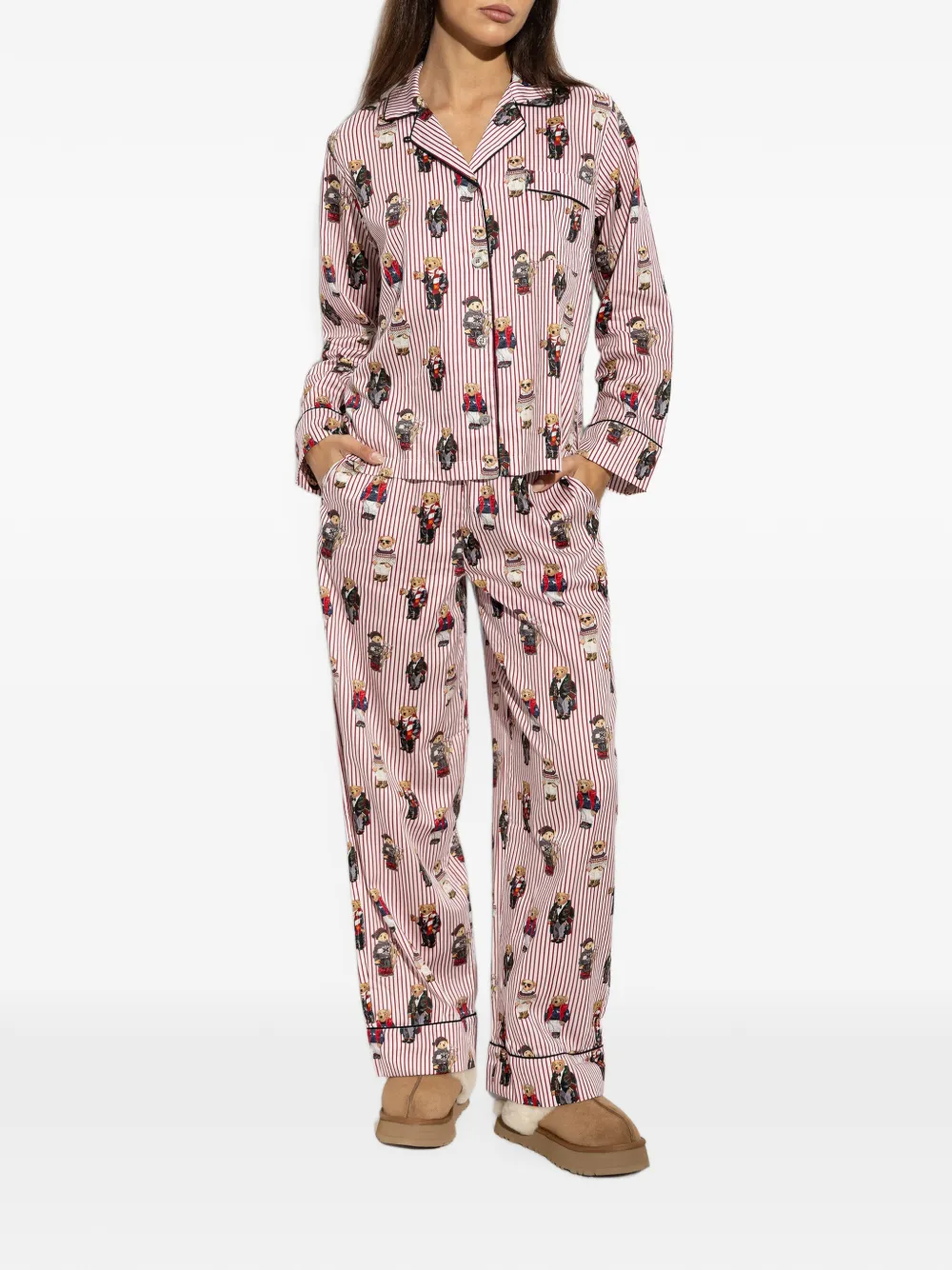 Polo Ralph Lauren Polo Bear gestreepte pyjama Rood