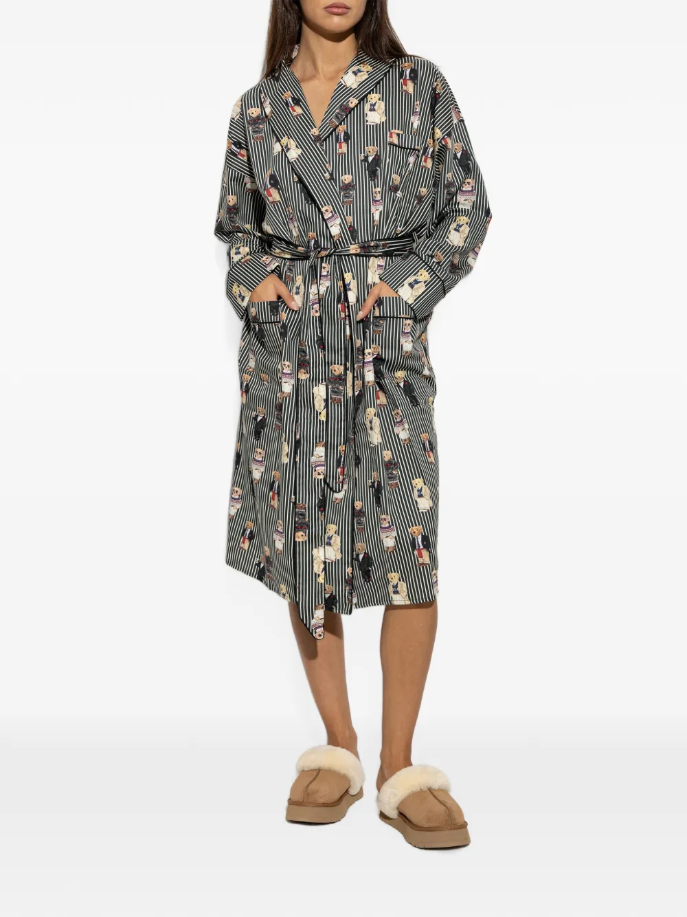 Polo Ralph Lauren Polo Bear badjas met strepen-print Zwart