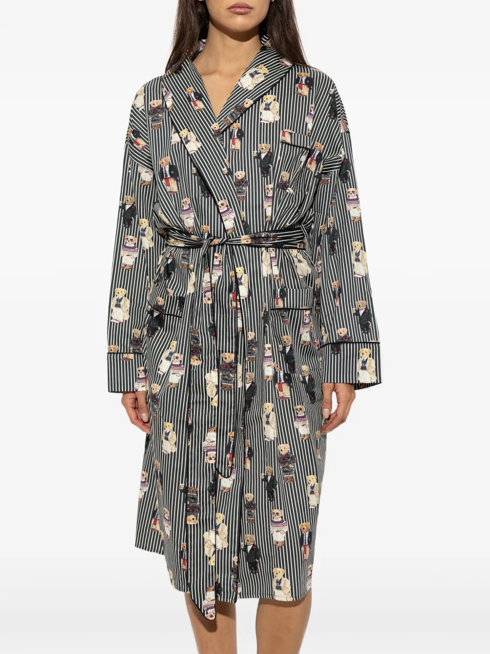 Polo Ralph Lauren Polo Bear badjas met strepen-print Zwart