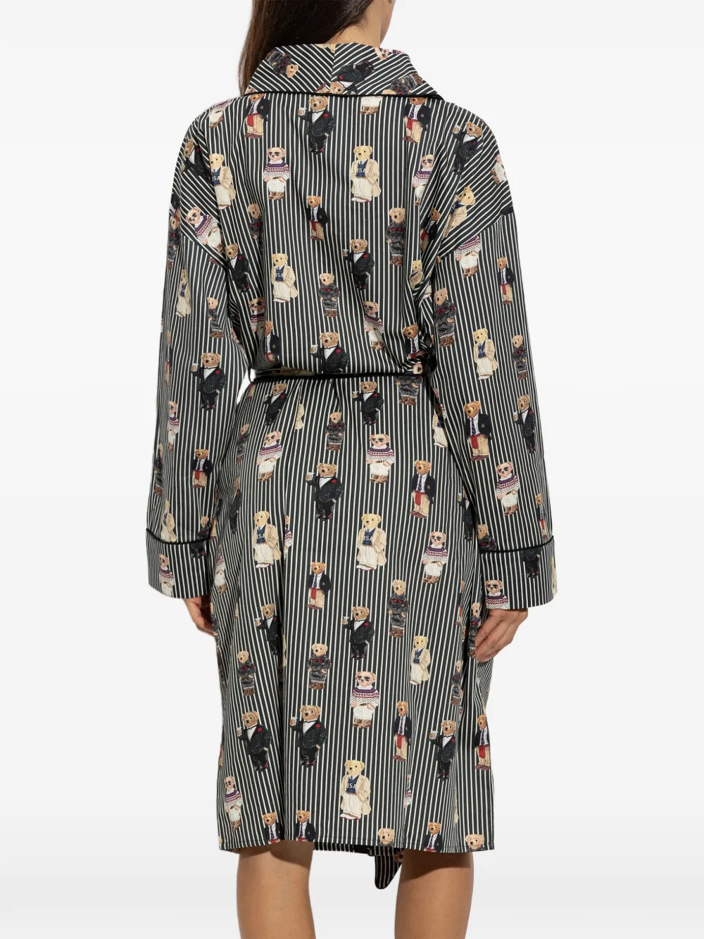 Polo Ralph Lauren Polo Bear badjas met strepen-print Zwart