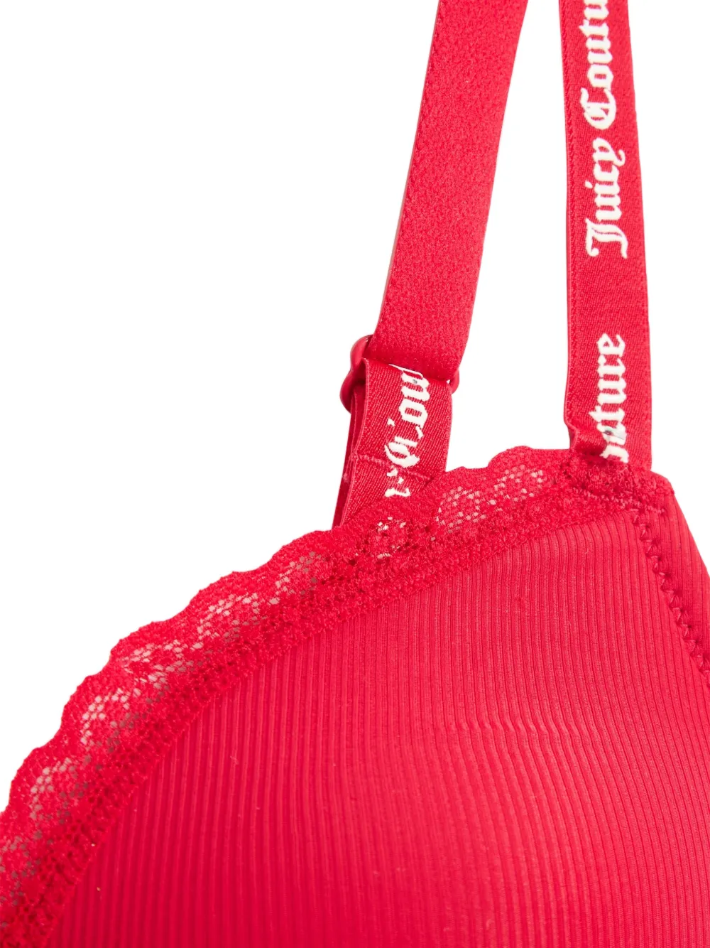 Juicy Couture Geribbelde bralette met kanten afwerking Rood