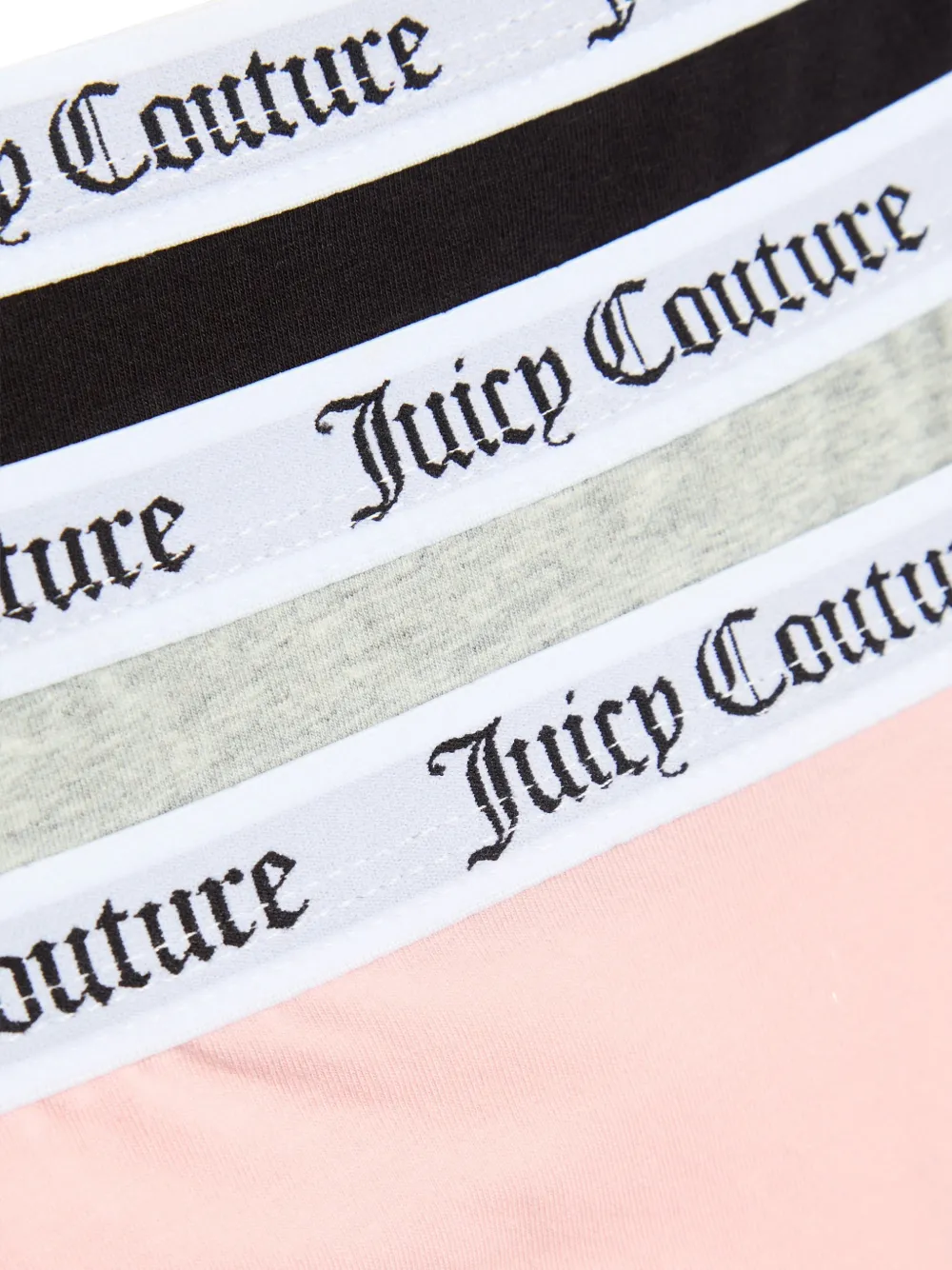 Juicy Couture Drie strings met logoband Zwart