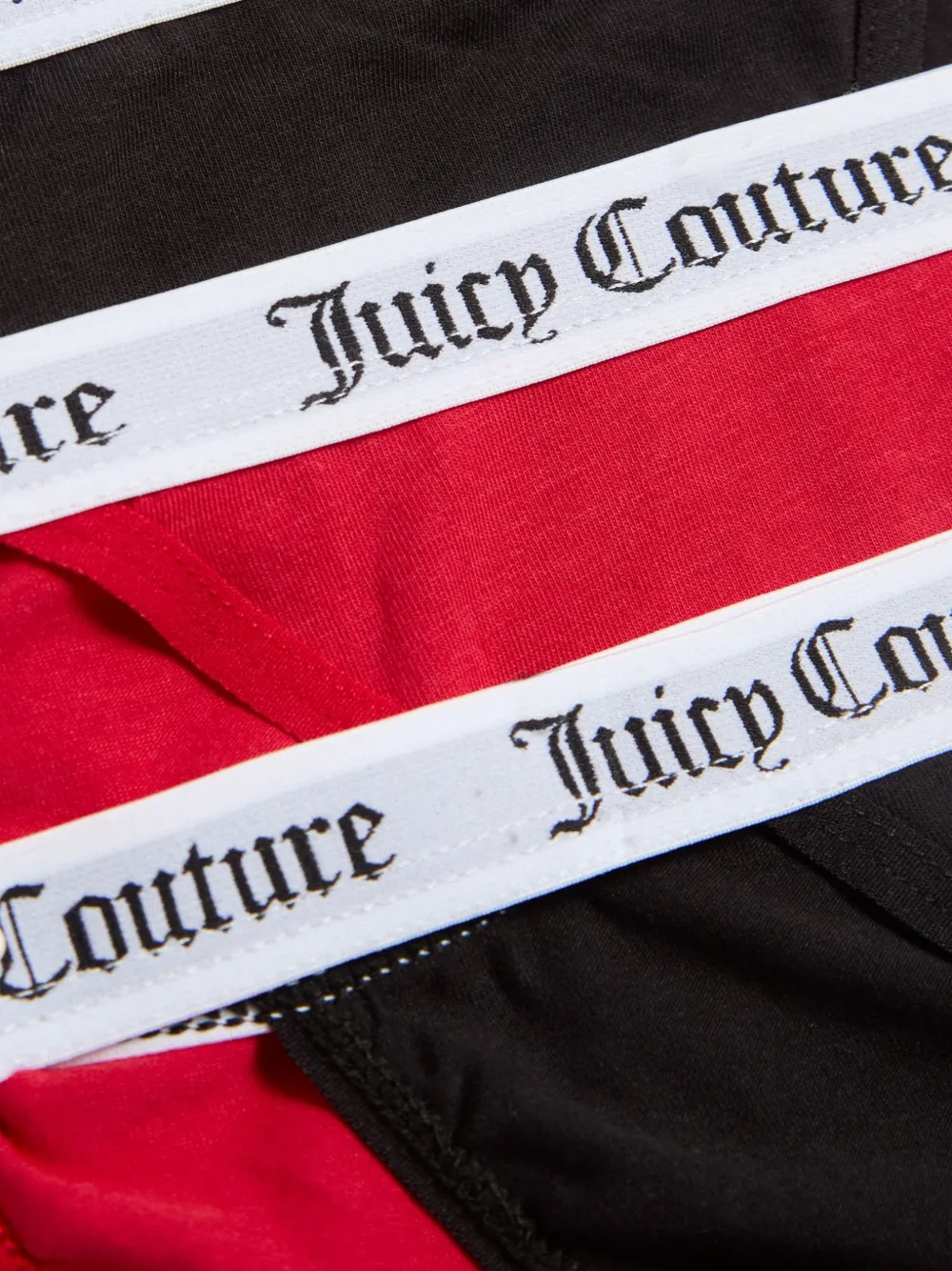 Juicy Couture Drie katoenen slips met logoband Zwart
