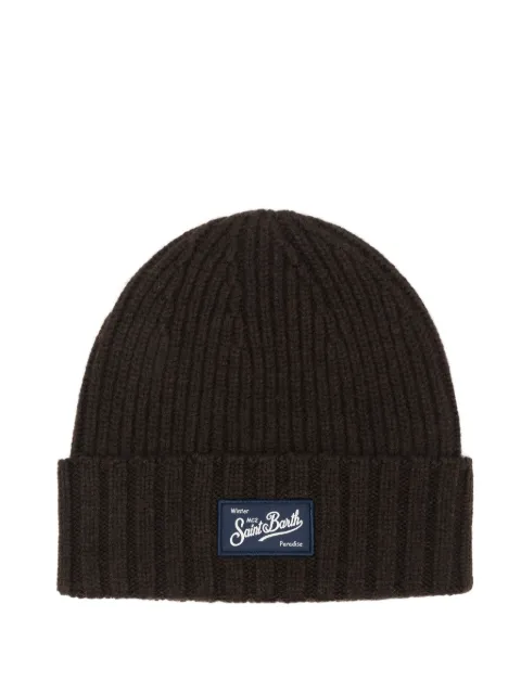 MC2 Saint Barth Sheldon logo-patch ribbed-knit beanie hat