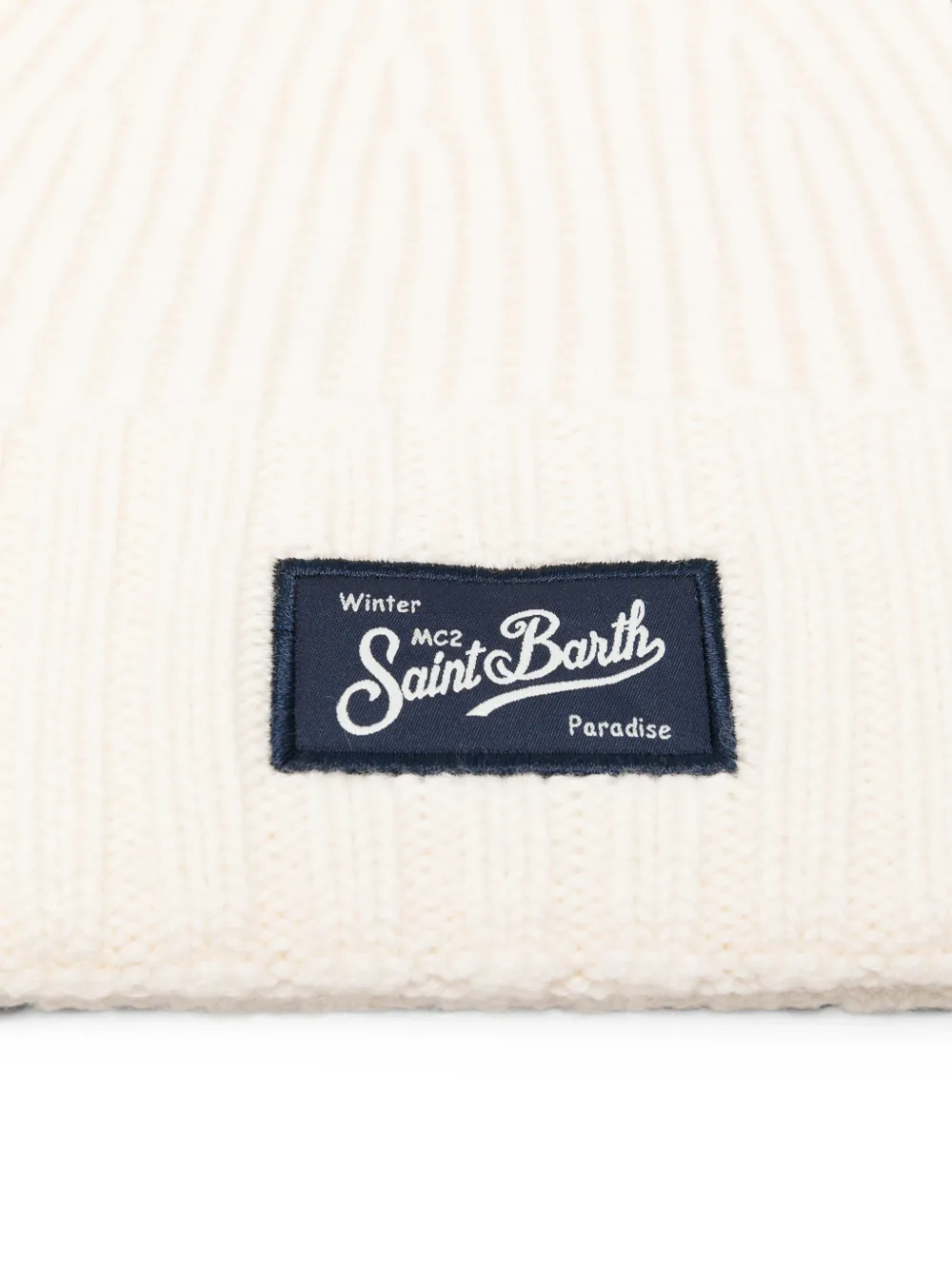 MC2 Saint Barth logo-patch ribbed-knit beanie hat Beige