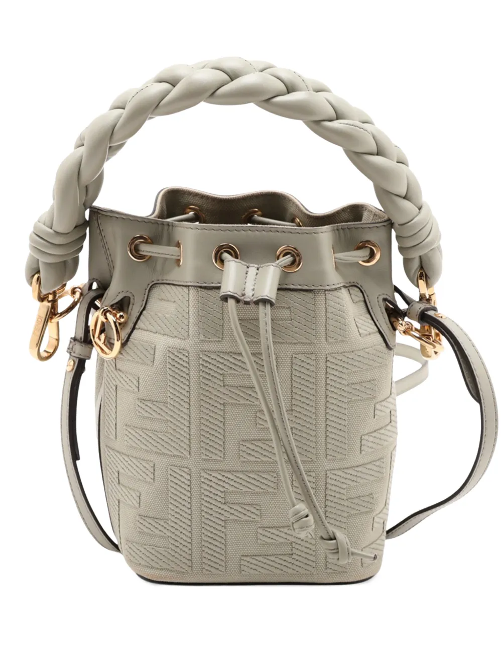 Fendi Pre-Owned mini sac seau Mon Tresor en toile brodée à motif Zucca (2010-2026) - Tons neutres Fendi Pre-Owned mini sac seau Mon Tresor en toile brodée à motif Zucca (2010-2026) - Tons neutres