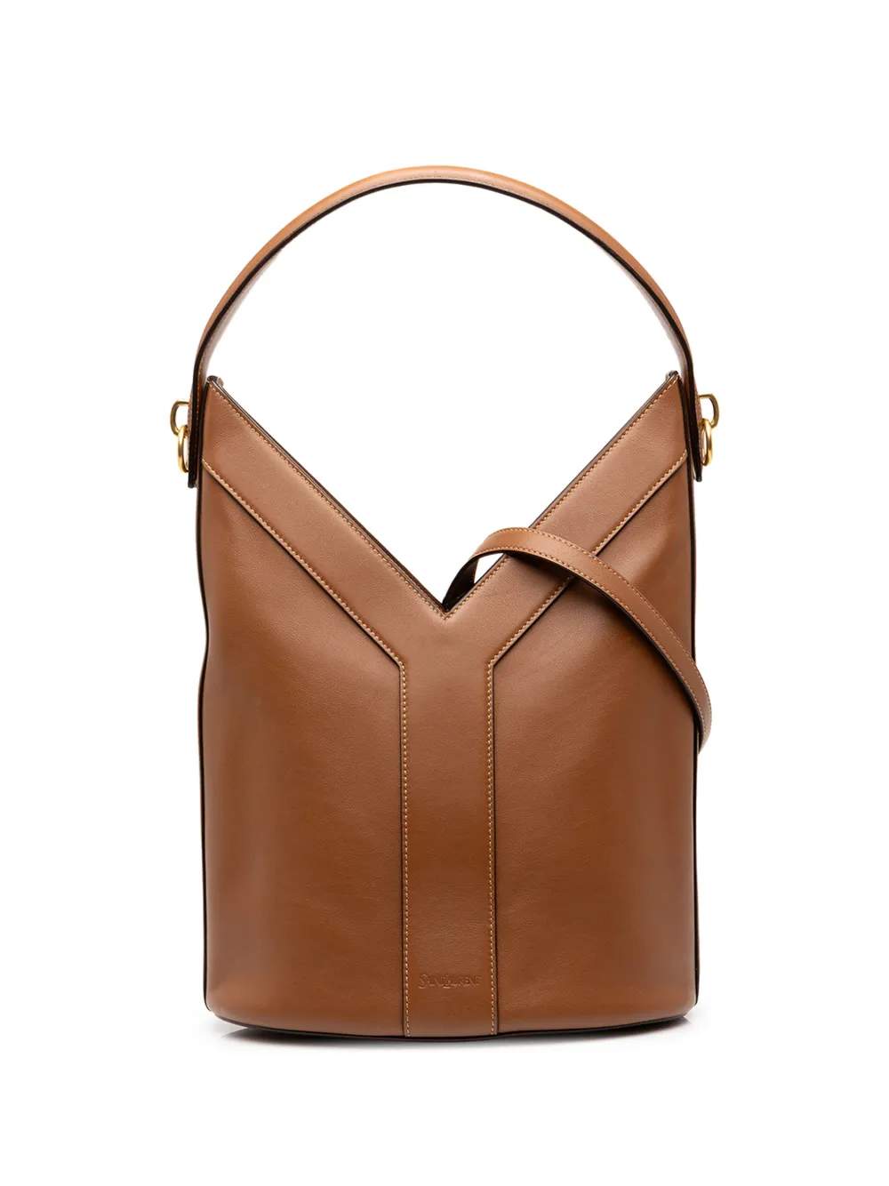 Saint Laurent Pre-Owned sac seau Y en cuir de veau lisse (2025) - Marron