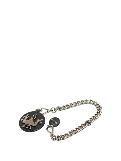 Prada Pre-Owned 2000-2013 Saffiano and Brass Robot Chain Brooch costume brooch