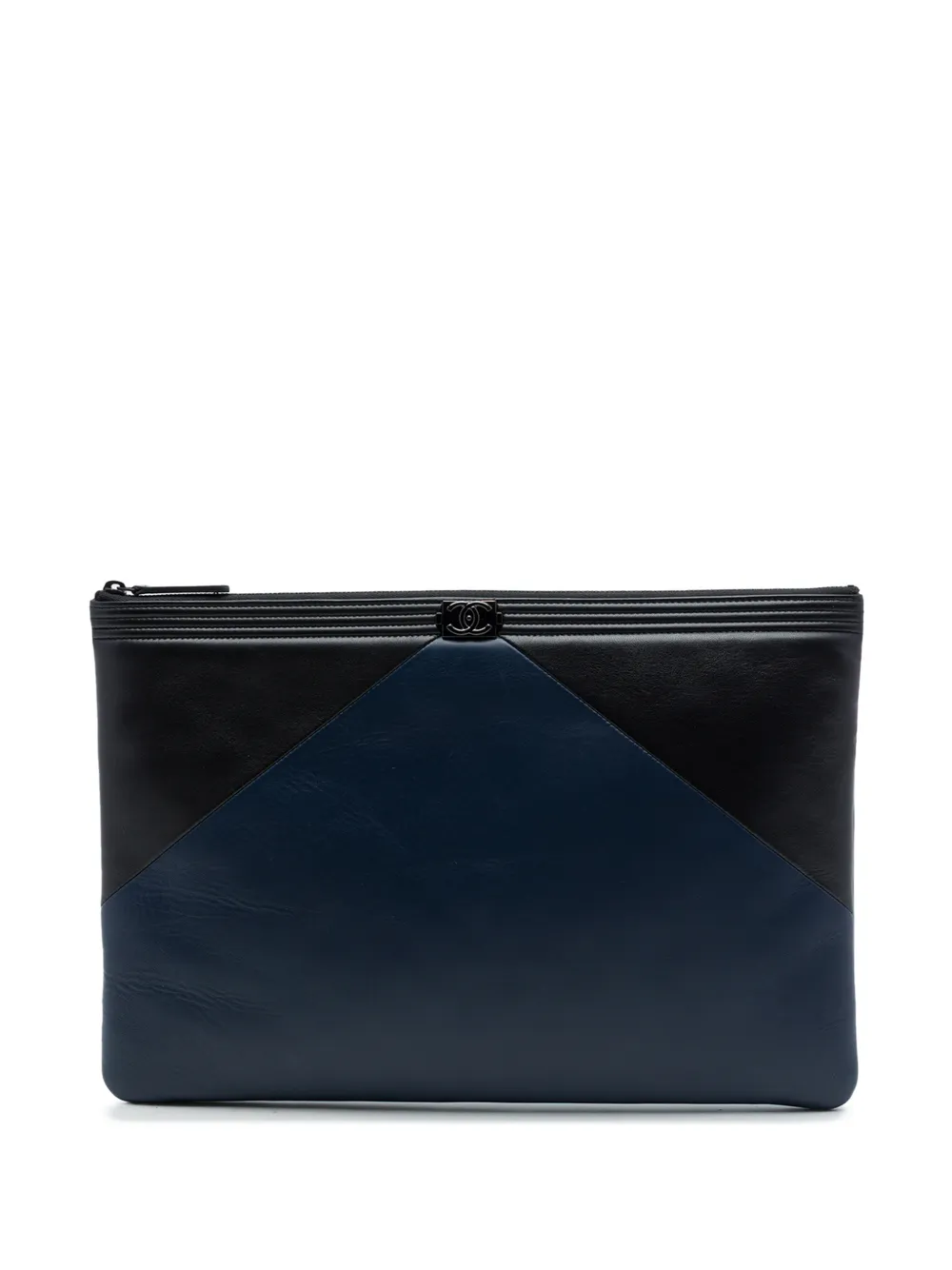 CHANEL Pre-Owned 2017-2018 Large Bicolor Lambskin Boy O Case clutch bag - Blu