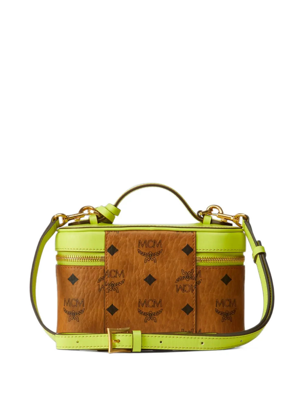 MCM mini Aren Visetos vanity case Bruin