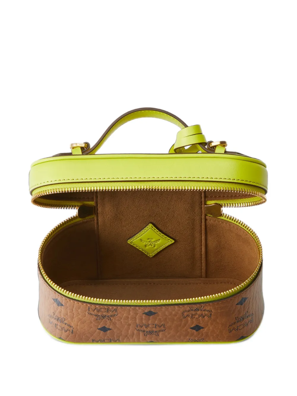 MCM mini Aren Visetos vanity case Bruin