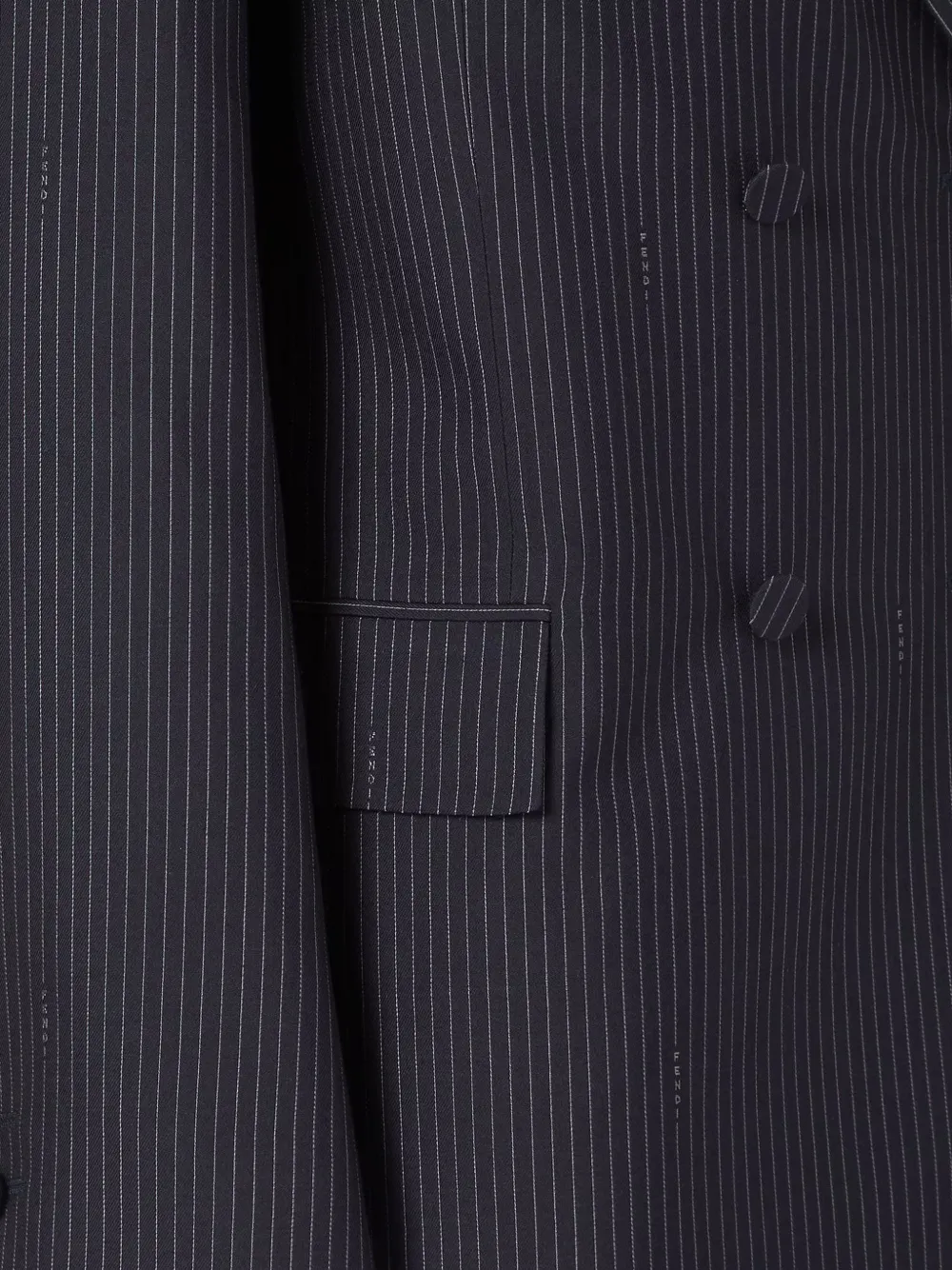 FENDI Blazer met krijtstreep en dubbele rij knopen Blauw