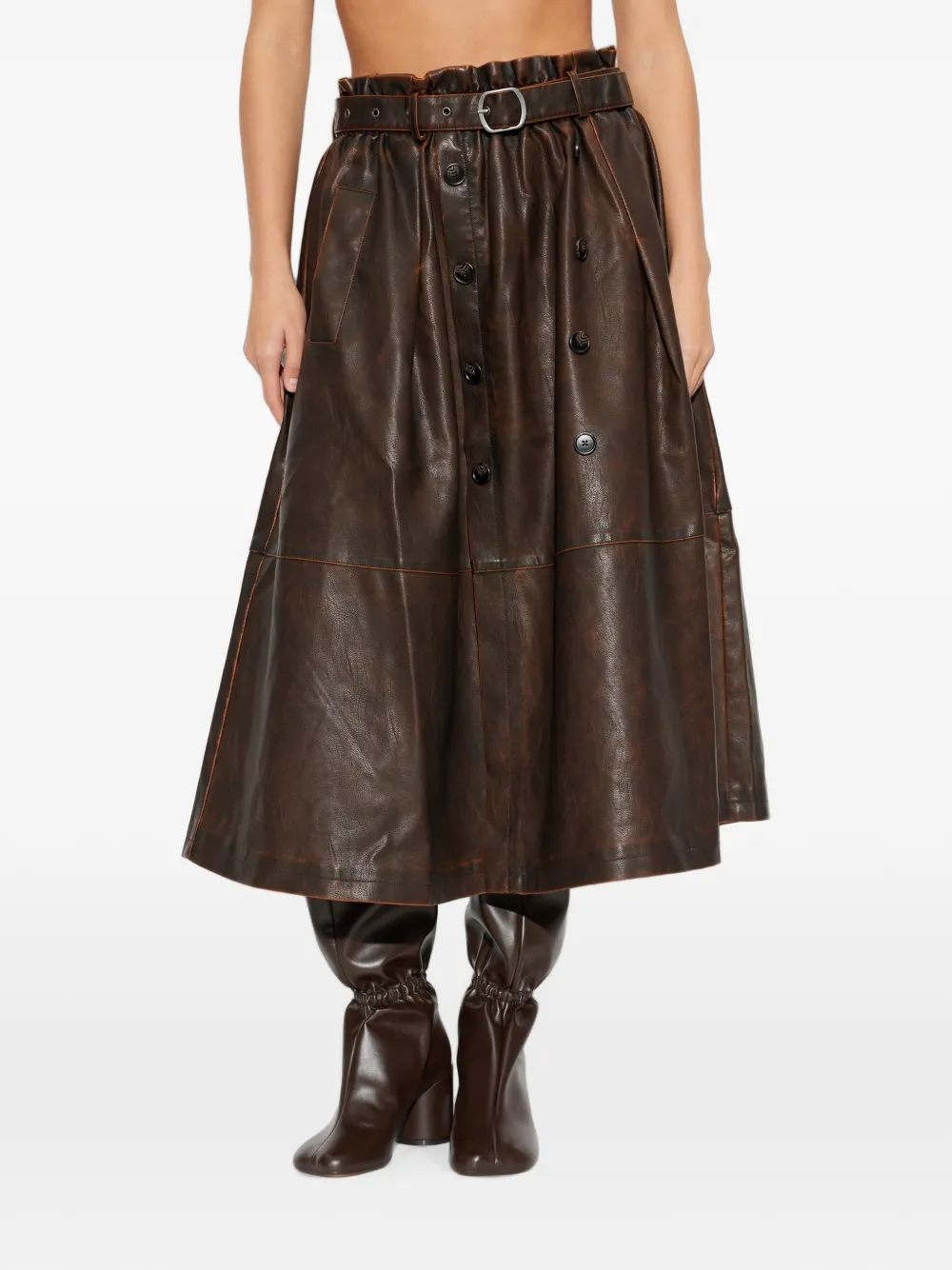 Baum Und Pferdgarten Saimi maxi-rok van imitatieleer met ceintuur Bruin