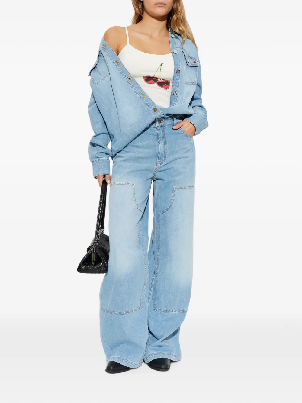 Baum Und Pferdgarten Melobu denim blouse met hartpatroon Blauw