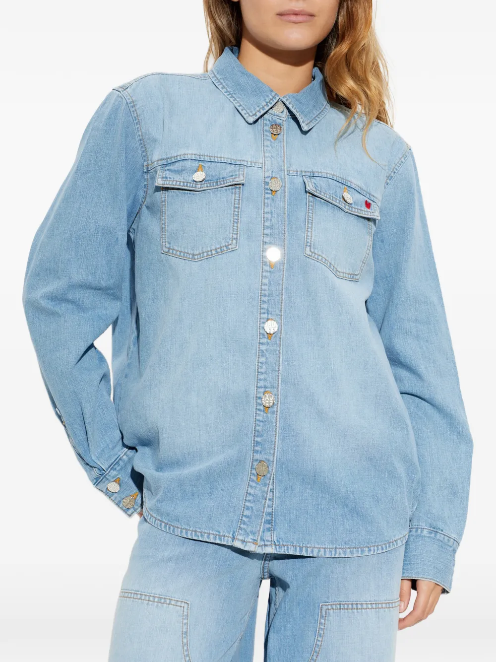 Baum Und Pferdgarten Melobu denim blouse met hartpatroon Blauw