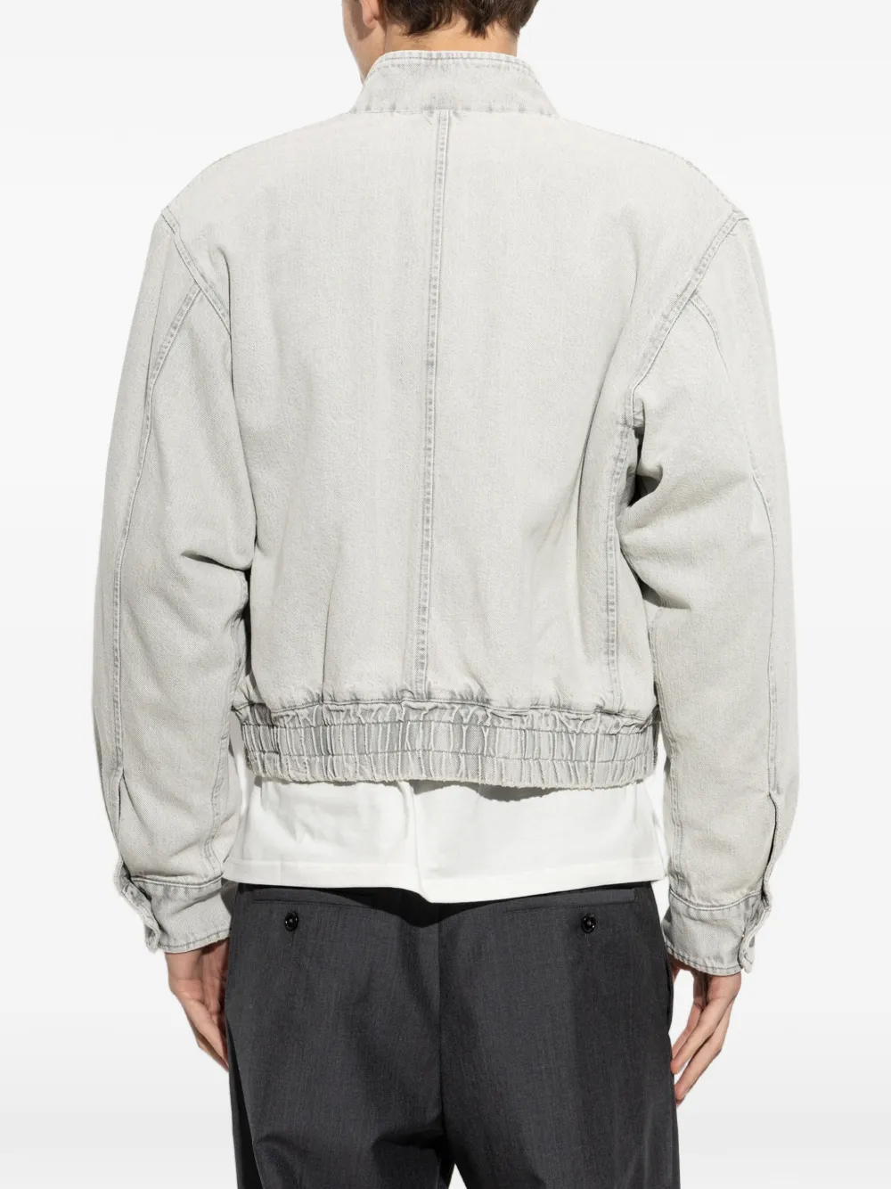Jil Sander Geïsoleerd denim jack met opstaande kraag Grijs