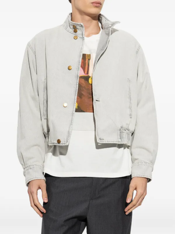 Jil Sander Insulated Denim Jacket With Stand Collar | Grey | FARFETCH