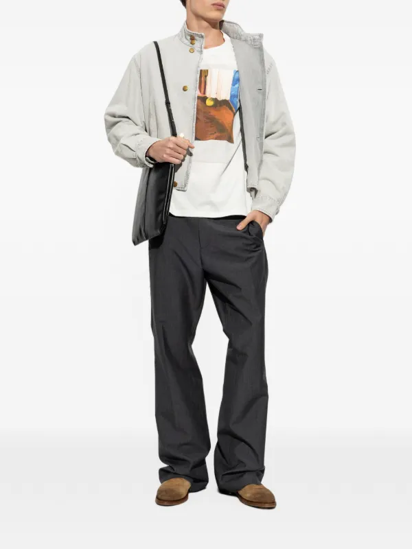 Jil Sander Insulated Denim Jacket With Stand Collar | Grey | FARFETCH
