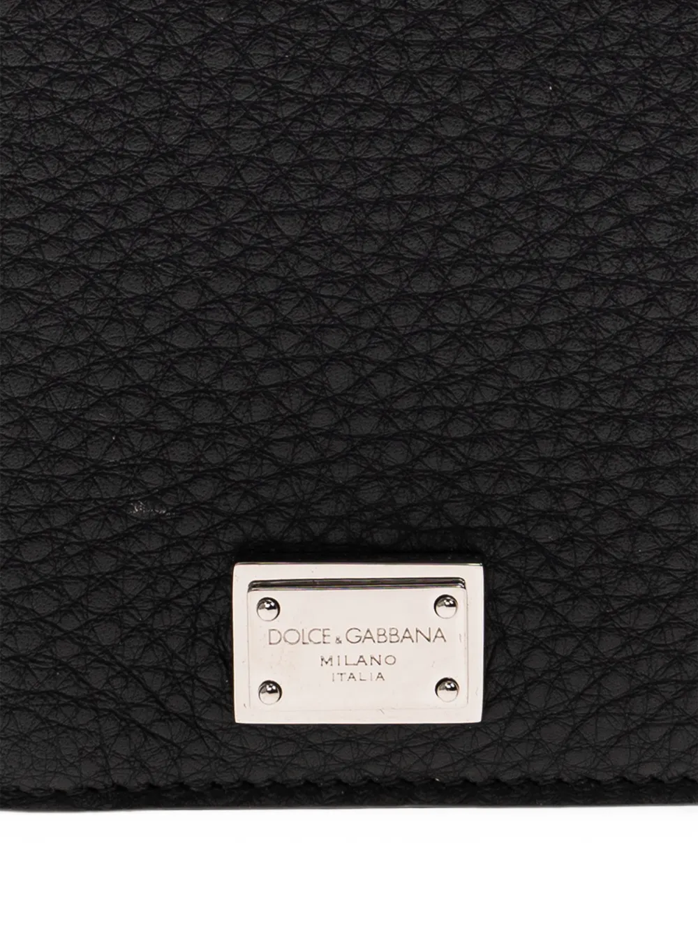 Dolce & Gabbana logo-plaque pebbled leather cardholder Zwart