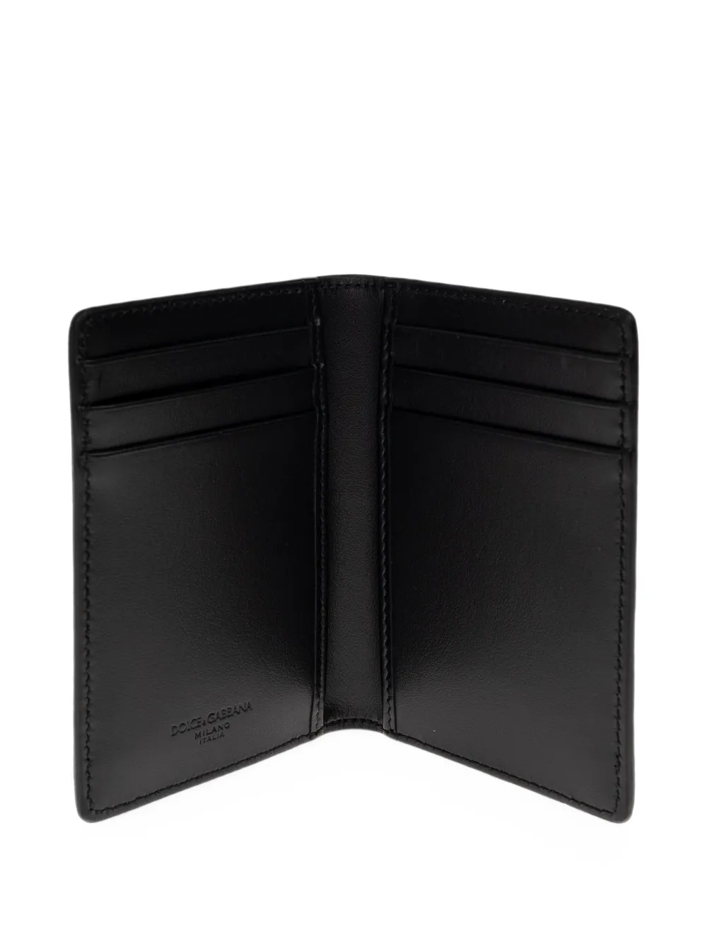 Dolce & Gabbana logo-plaque pebbled leather cardholder Zwart