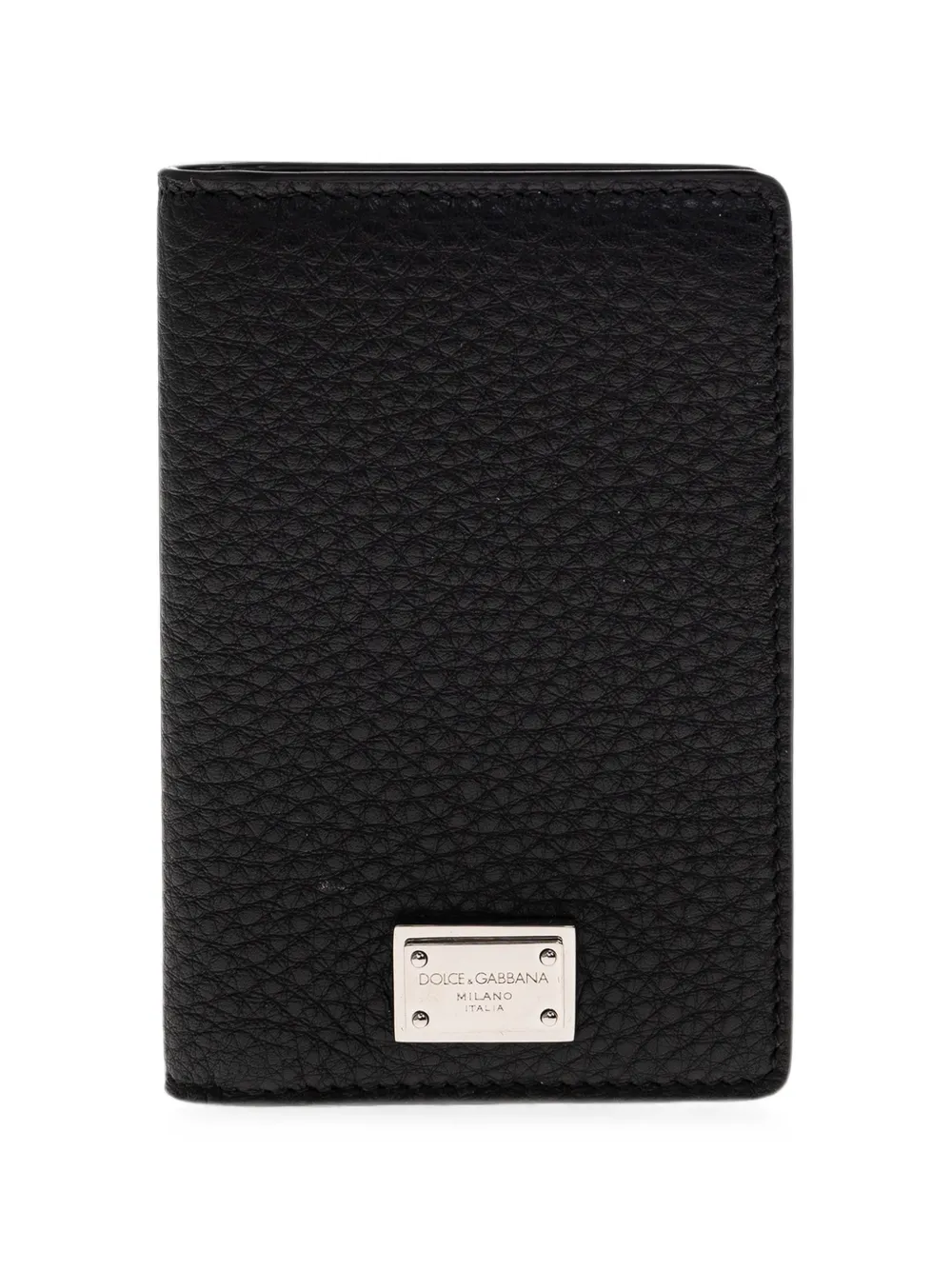 Dolce & Gabbana logo-plaque pebbled leather cardholder - Nero