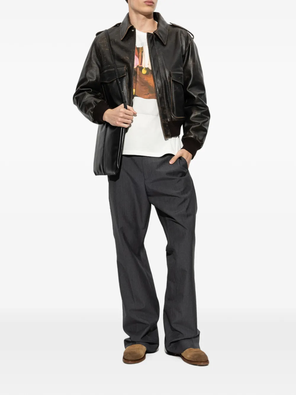 Jil Sander Leren jack Bruin