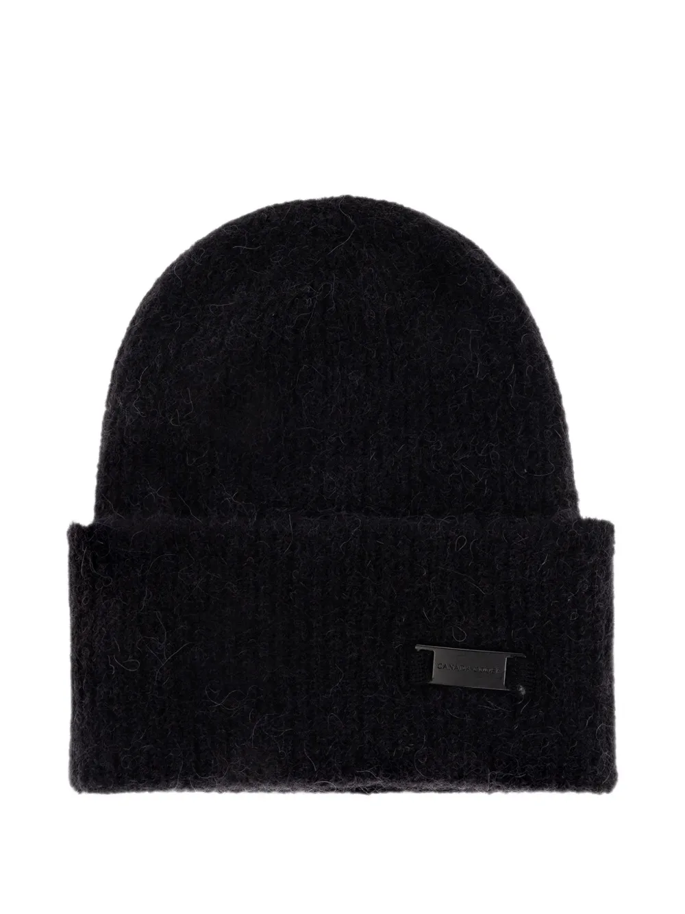 Canada Goose bonnet côtelé à plaque logo - Noir