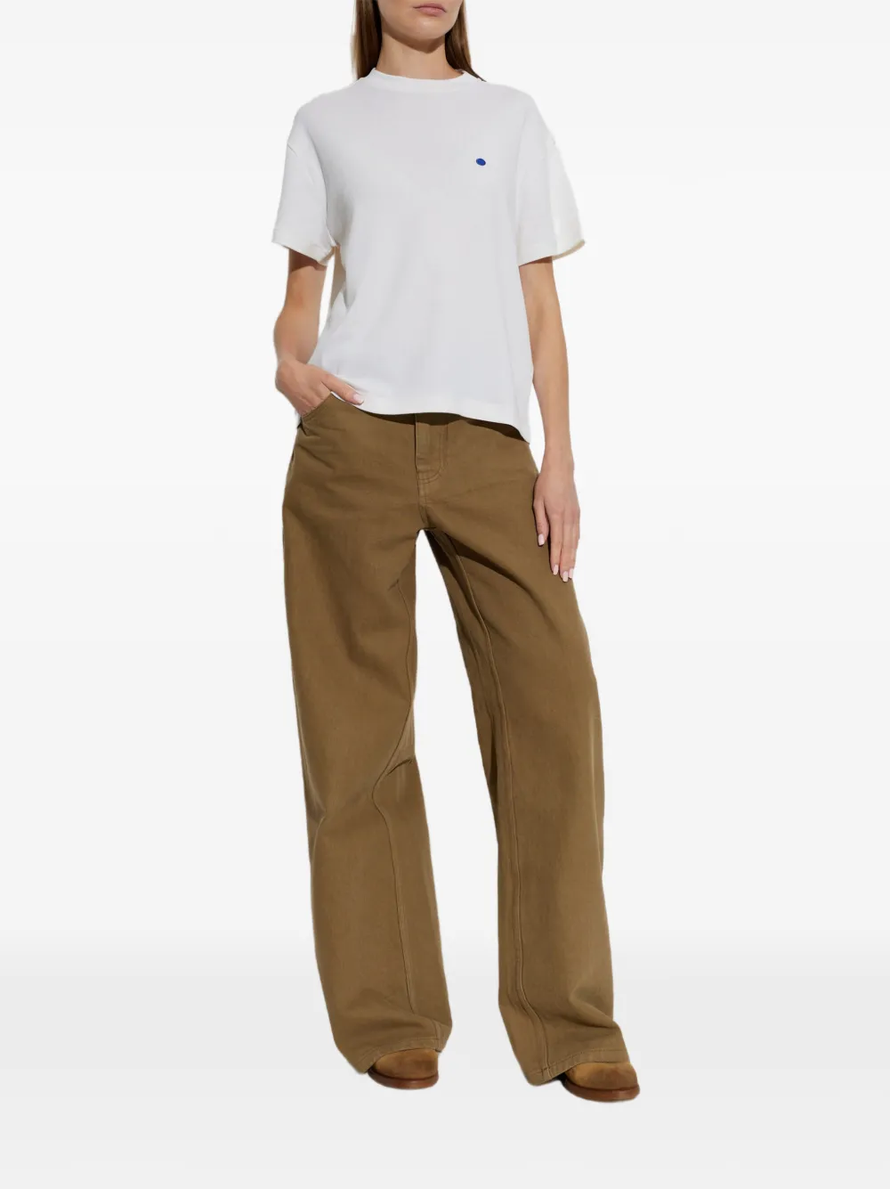 Jil Sander T-shirt met geborduurde stippen Wit