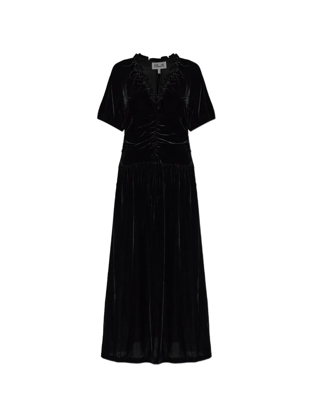 Baum Und Pferdgarten Abelline ruffled velvet maxi dress - Nero