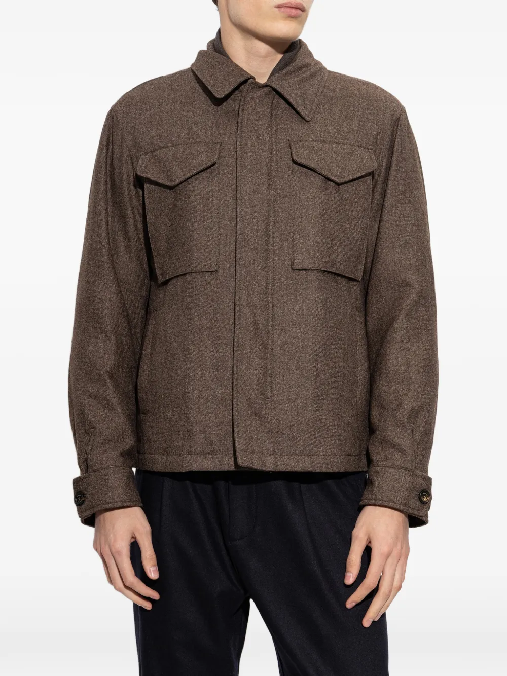 Eleventy Isolerend jack met zakdetail Bruin