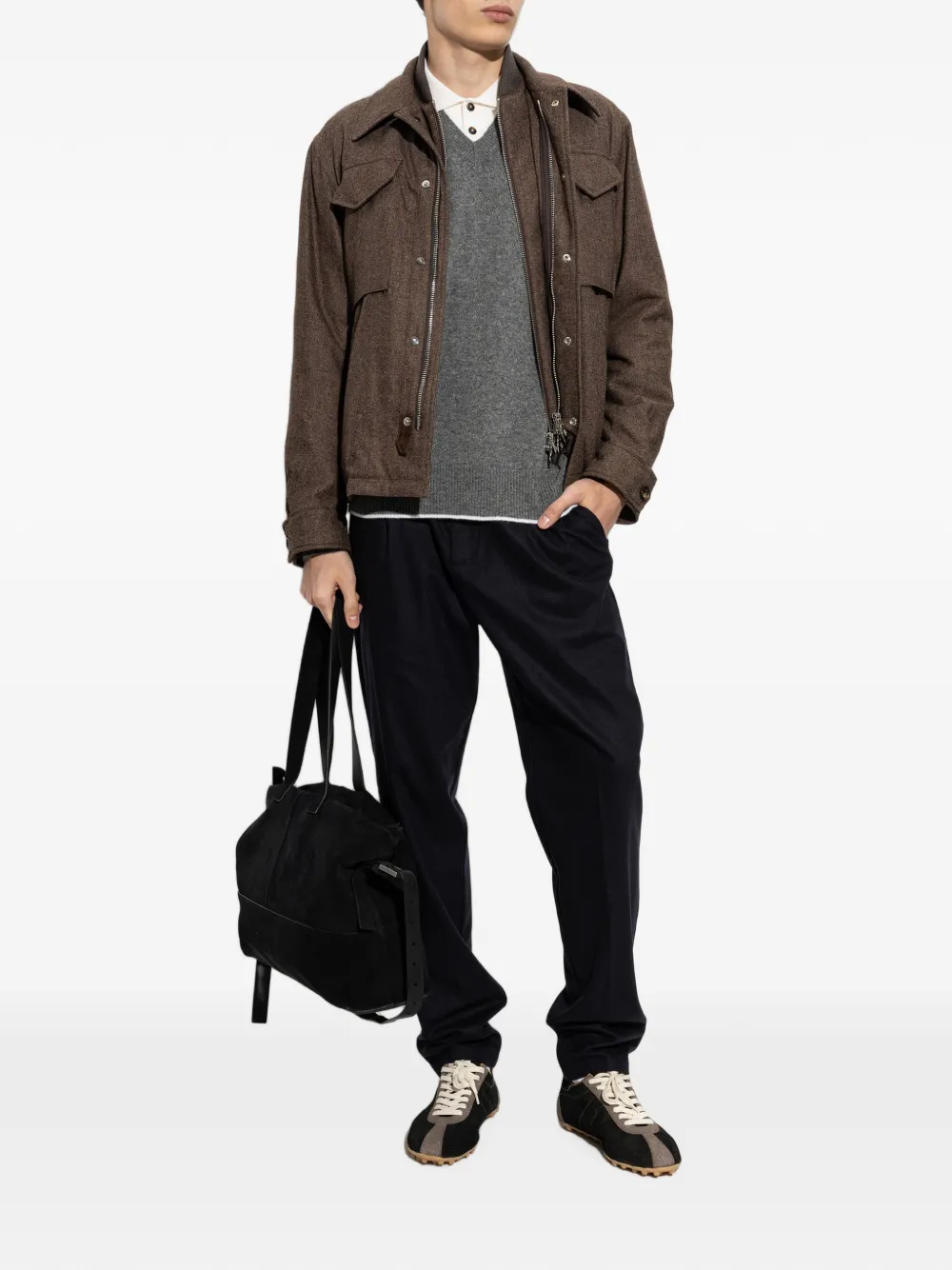 Eleventy Isolerend jack met zakdetail Bruin