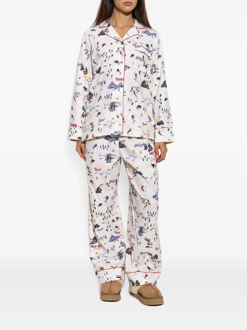 Polo Ralph Lauren Pyjama met lange mouwen en ski-patroon Beige