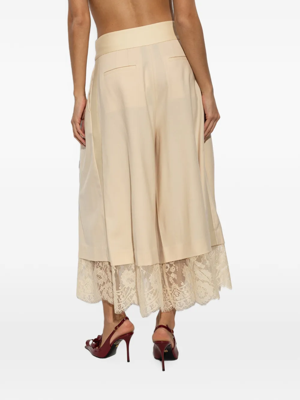 ZIMMERMANN Valiant Lace-trim Pleated Trousers in Neutrals, view 4