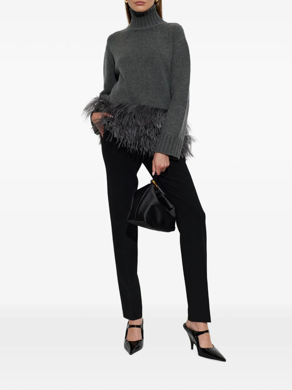 Fabiana Filippi Coltrui met afwerking met veren Grijs