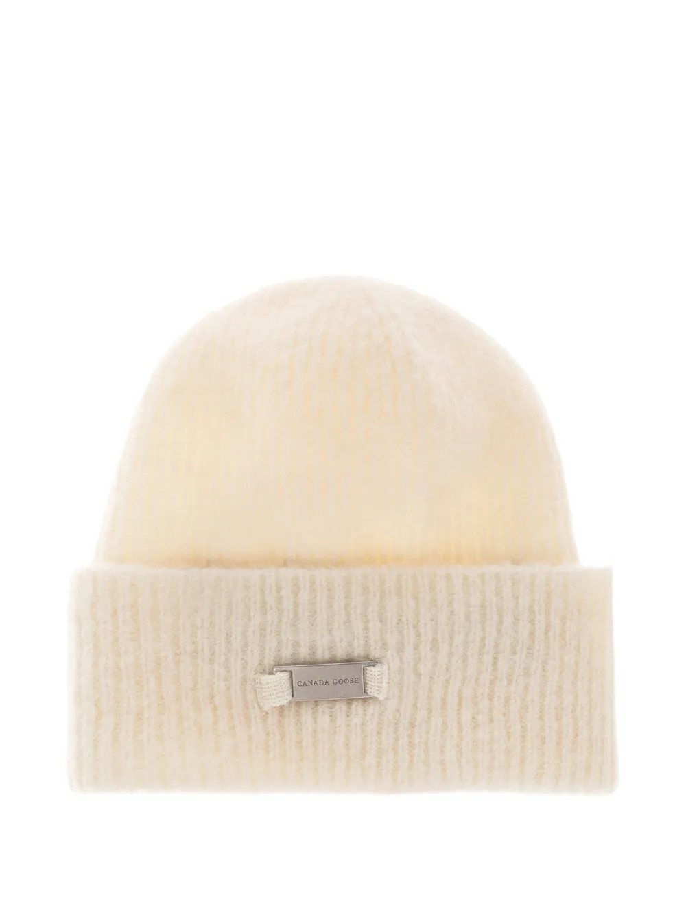 Canada Goose Ribgebreide muts met logo-patch Beige