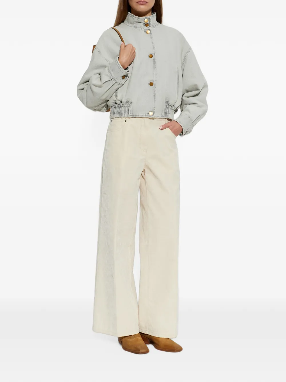 Jil Sander Gewatteerd denim bomberjack Grijs
