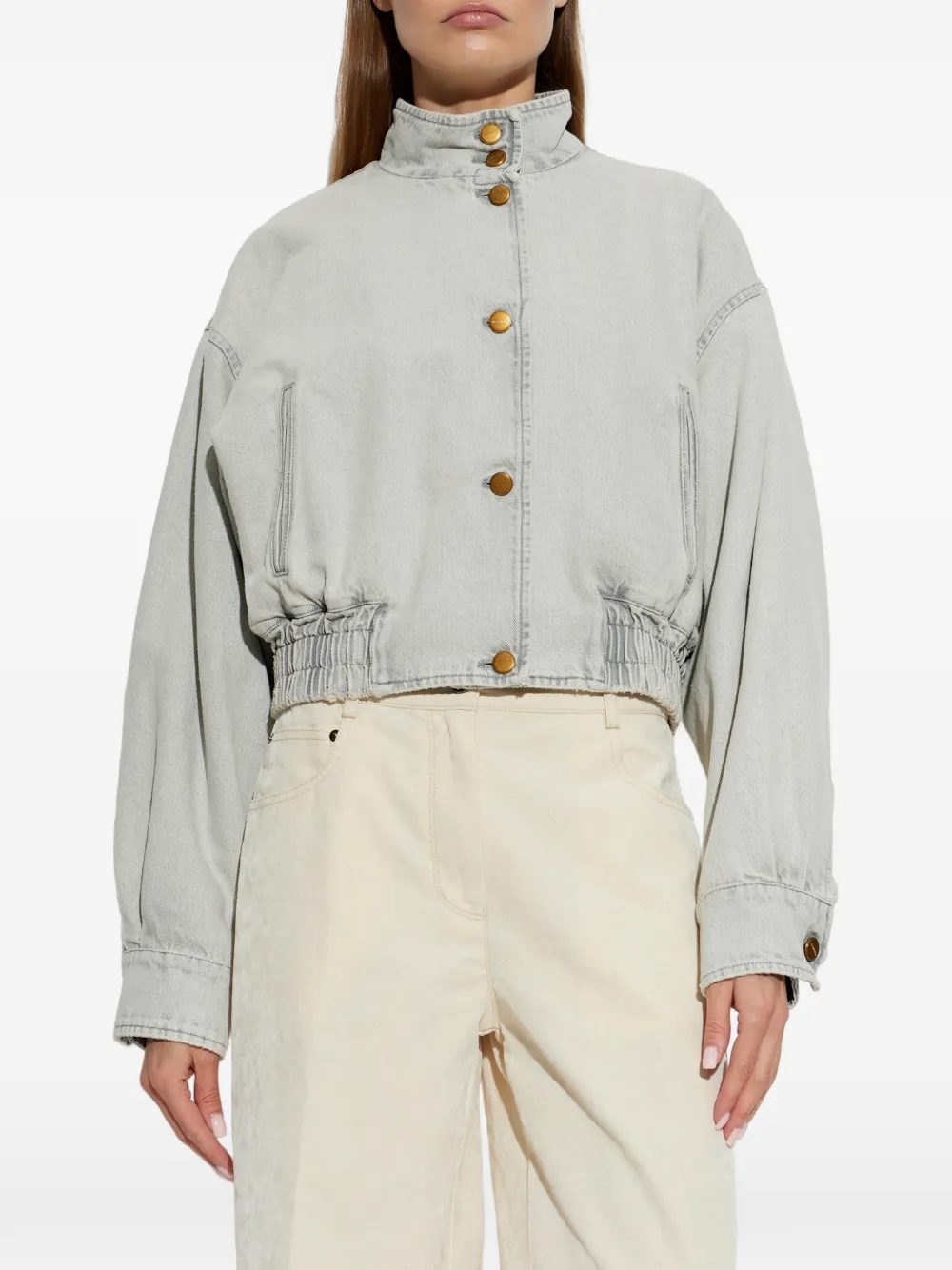 Jil Sander Gewatteerd denim bomberjack Grijs