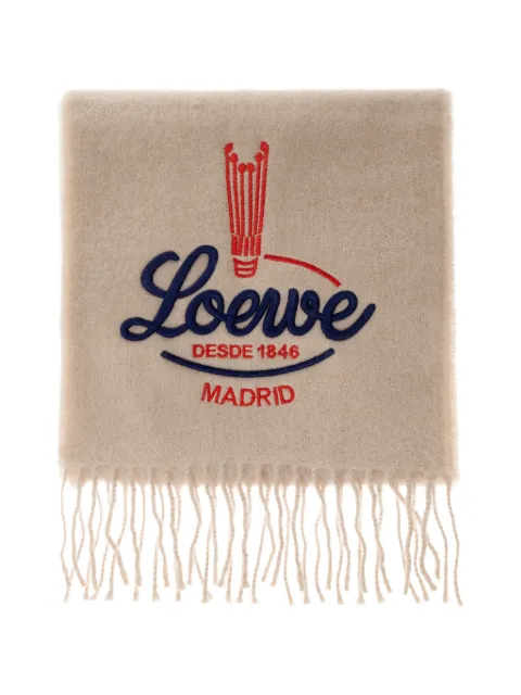 LOEWE embroidered fringed scarf
