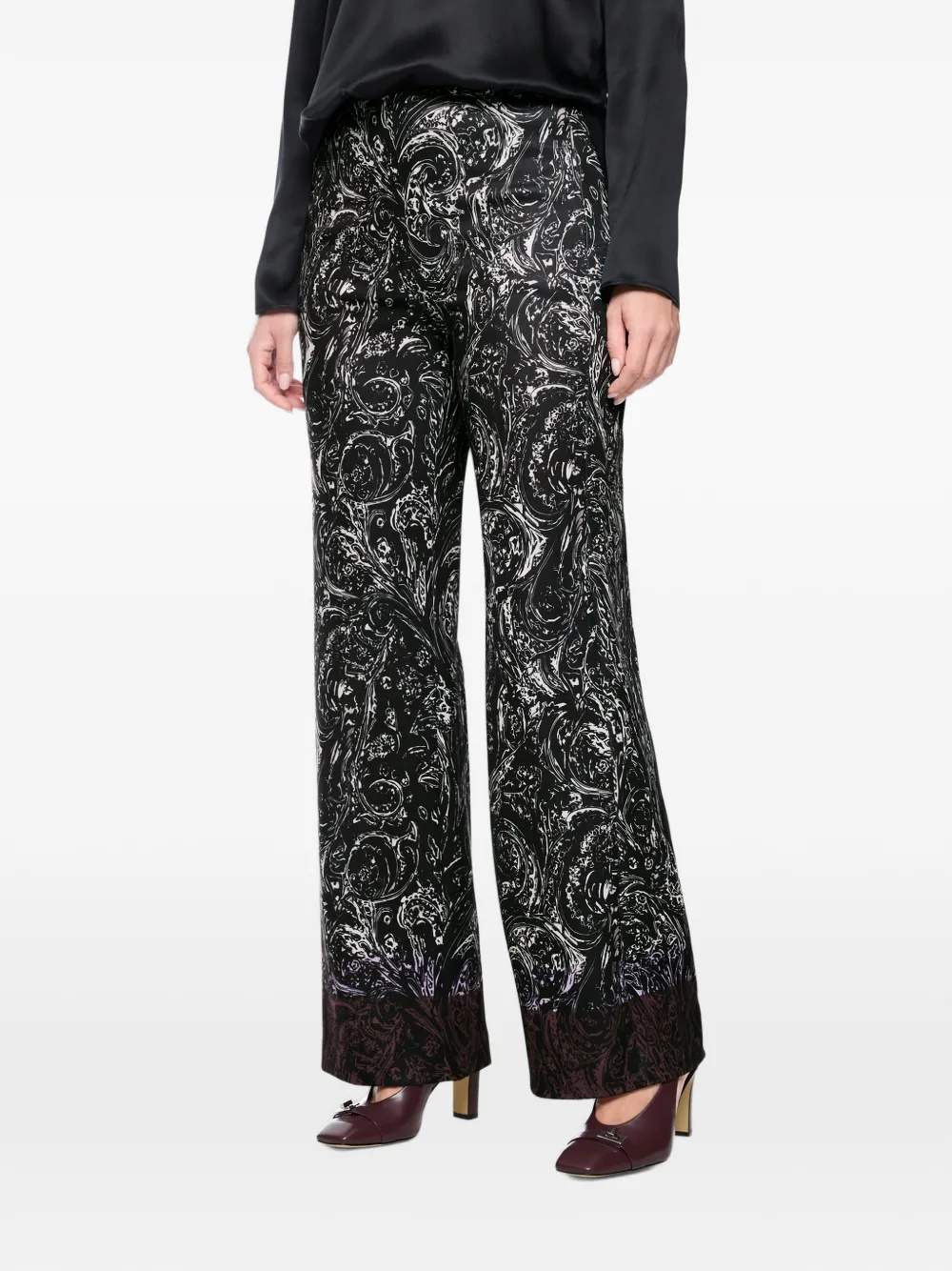 MARCCAIN Palazzo broek met all-over print Zwart