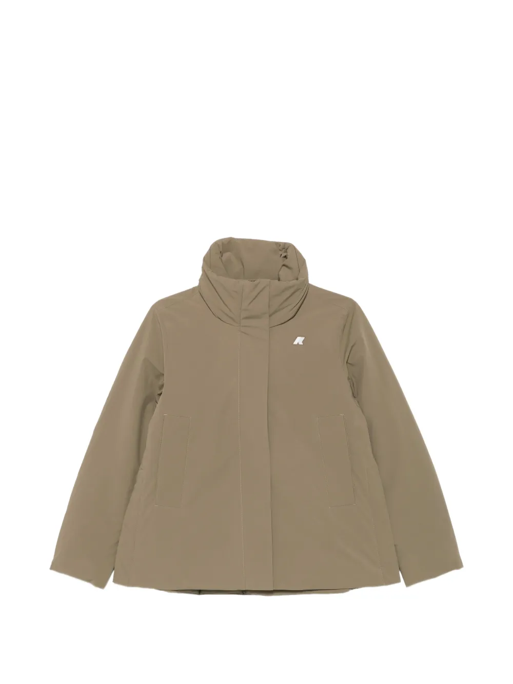 K-Way logo-patch funnel-neck jacket Beige